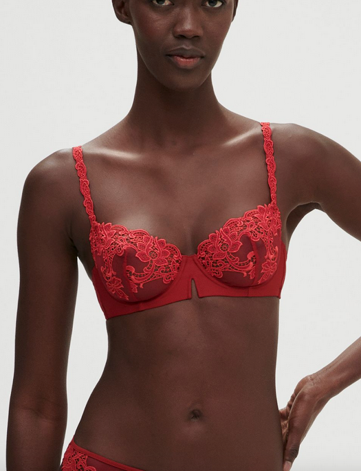 Womens Simone Perele red Délice Plunge Full-Cup Bra