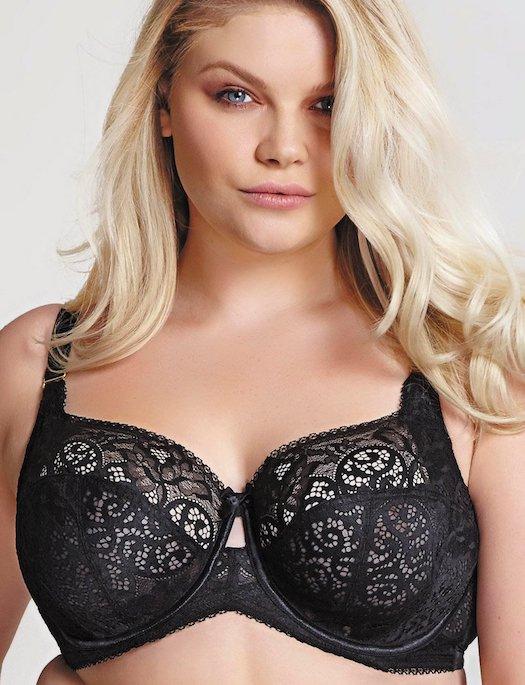 Full Busted Figure Types in 40FF Bra Size Black/Nude by Panache Lace Cup  Bras